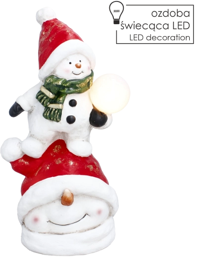 Figura decorativa navideña muñeco de nieve con bola LED 47 cm - 1 pieza