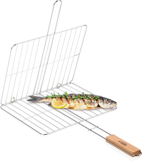 Parrilla de asado reversible Vilde 33 × 29 cm con mango de madera