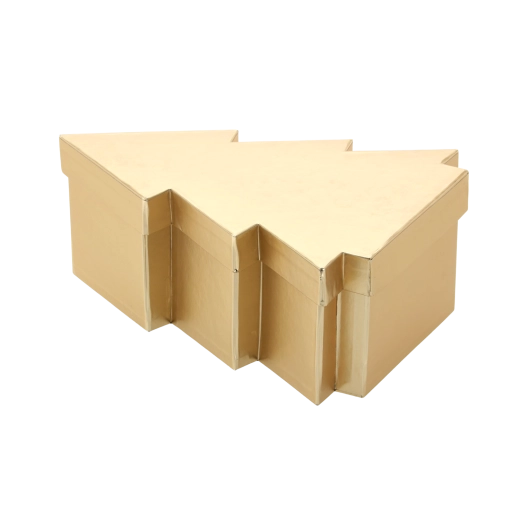 Caja de regalo navideña con forma de arbolito dorada 25 × 18,5 × 9,5 cm
