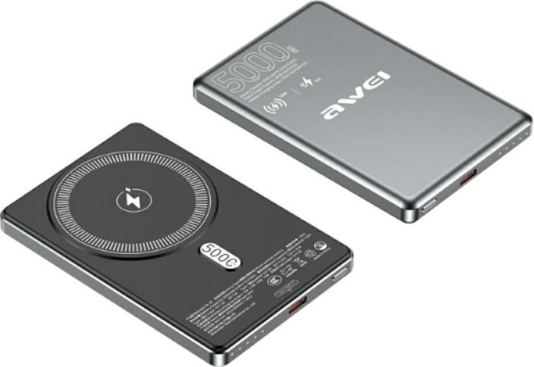 Batería externa inalámbrica Awei PA-30 MagSafe de 5 000 mAh, gris