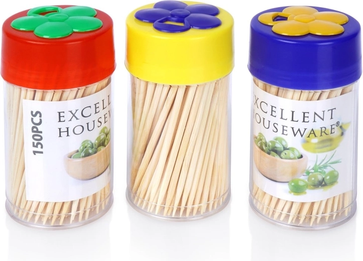 Palillos de bambú 3×150 uds en dispensador