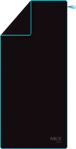 Toalla de microfibra de secado rápido NILS aqua, negro/azul, 200 × 90 cm