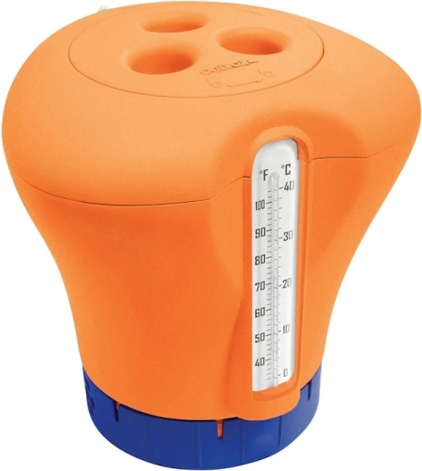 Flotador para cloro con termómetro – naranja