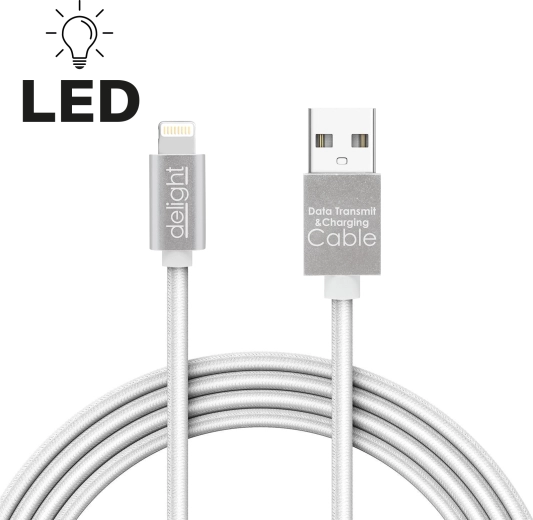 Cable de datos Lightning para iPhone con conector LED