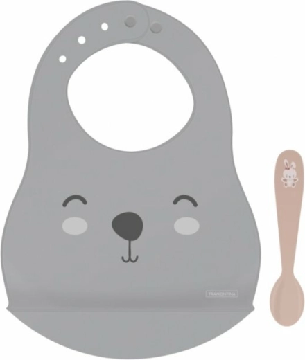 Babero de silicona con cuchara Tramontina Le Petit, conejito, rosa
