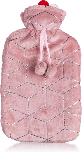 Bolsa de agua caliente con funda de felpa 2 l rosa