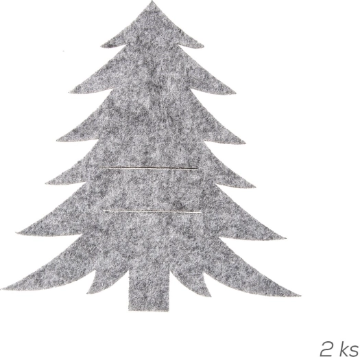 Portacubiertos de fieltro con forma de árbol de Navidad, gris