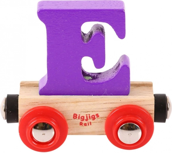 Vagón de madera Bigjigs Rail con la letra E
