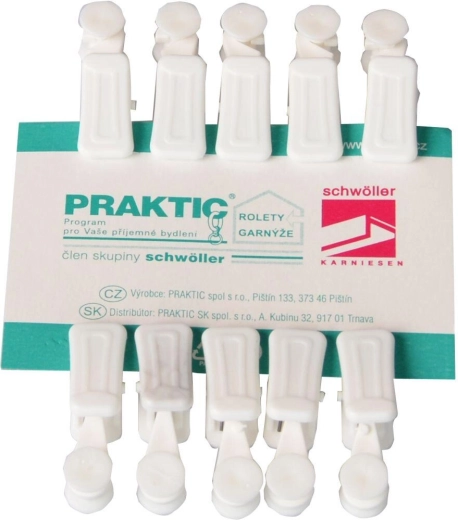 Pinza para riel en U, blanca, 10 uds.