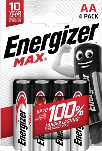 Pilas alcalinas LR6/AA Energizer MAX, paquete de 4 unidades