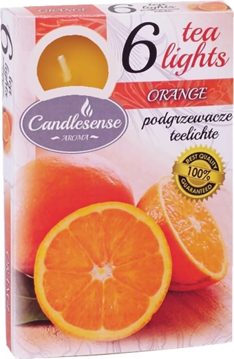 Vela aromática tipo tealight Naranja, 6 uds
