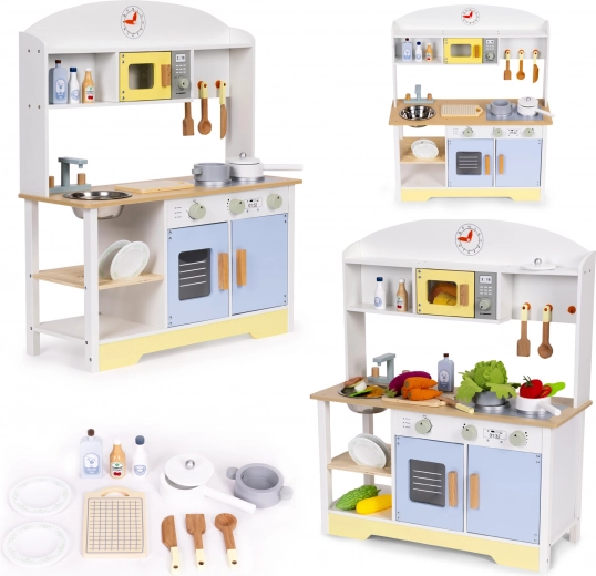 Cocina infantil de madera ECOTOYS con lavadora y 12 accesorios