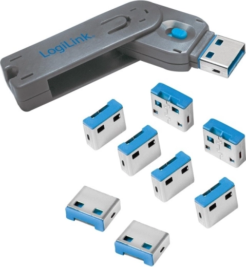 Bloqueadores de puertos USB con llave - 8 uds.