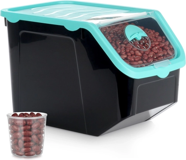 Dispensador negro para frutas y verduras con tapa de 12 l