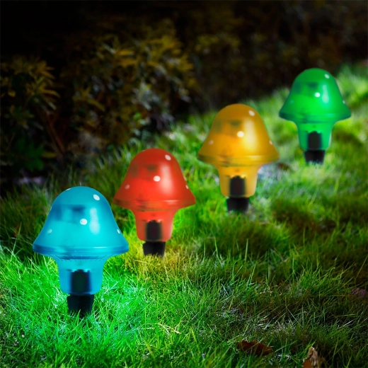 Lámpara LED solar de jardín con forma de seta - 1 unidad