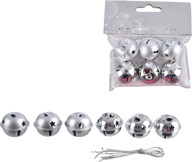 Cascabel colgante de metal en color plateado (6 uds)