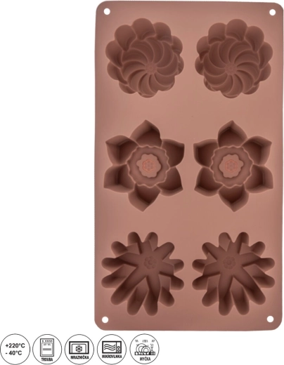 Molde de silicona para postres flor 6, marrón - 1 pieza