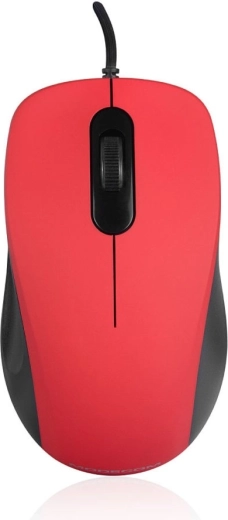 Ratón óptico con cable silencioso MODECOM MC-M10S, rojo
