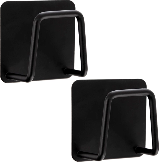 Ganchos negros autoadhesivos 4,8 × 4,8 cm, set de 2 uds.