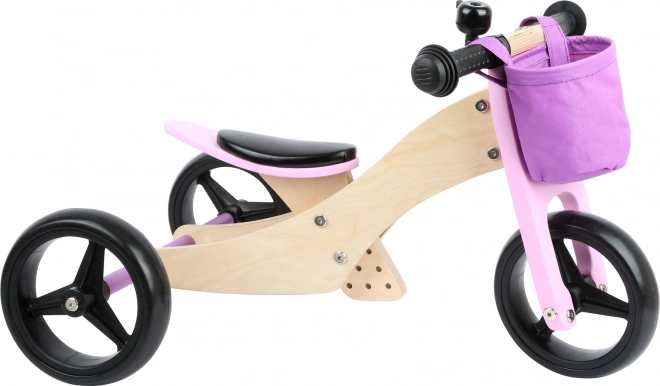 Bicicleta de equilibrio de madera 2 en 1 rosa small foot
