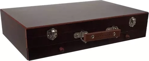 Maletín de madera resistente con asa