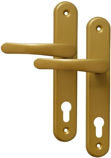 Herraje de puerta MICHAELA, manilla con llave, bombín 90 mm, dorado