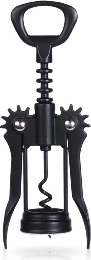 Sacacorchos metálico de alas para vino, negro, 16 cm