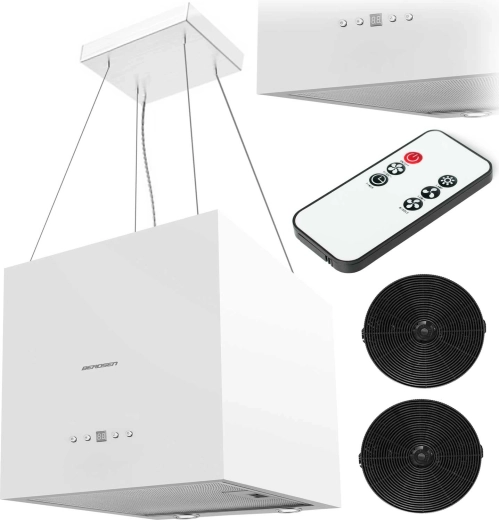 Campana extractora de isla 40 cm Berdsen con iluminación LED y 2 filtros de carbón