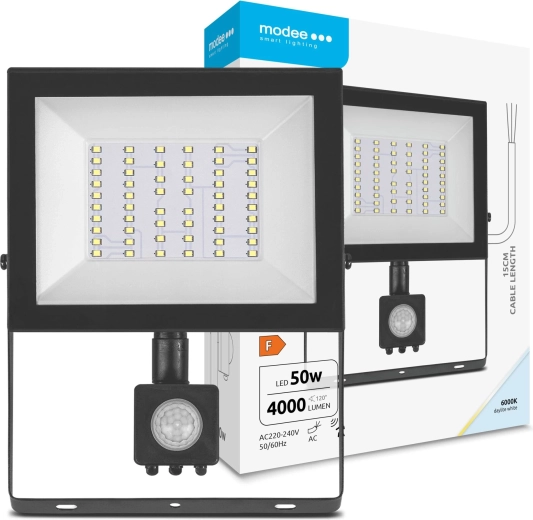 Proyector LED con sensor de movimiento 50 W, 4000 lm, 6000 K, 120°, MODEE E‑series
