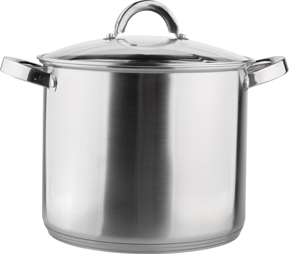 Olla alta de acero inoxidable Fabio de 24 cm, 8,5 l con tapa de vidrio