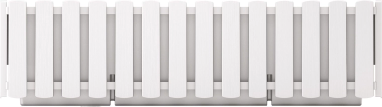 Jardinera colgante de plástico con soporte y riego 58 cm – blanca
