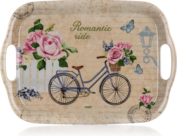 Bandeja de servir de melamina Romantic Ride 36 × 25,5 cm con asas