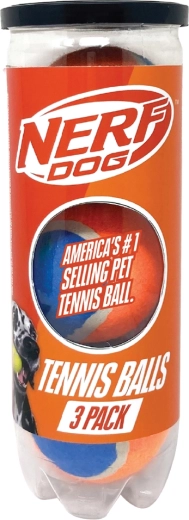 Nerf Dog pelotas de tenis para perros sin chirriador 3 uds en tubo 6,5 cm