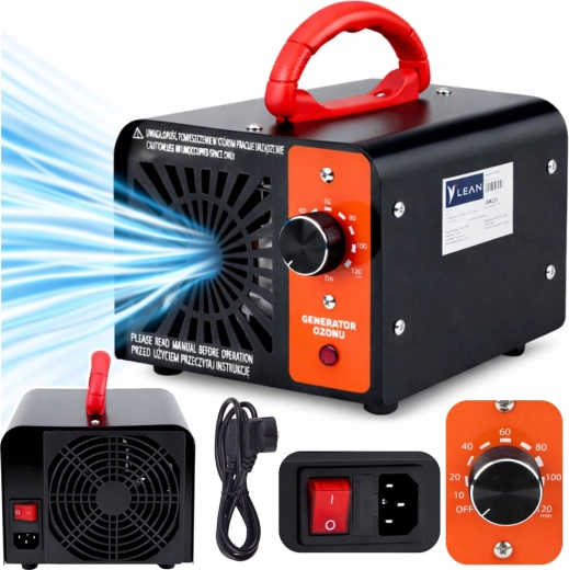 Generador de ozono LEAN 60 000 mg/h con temporizador, 155 W