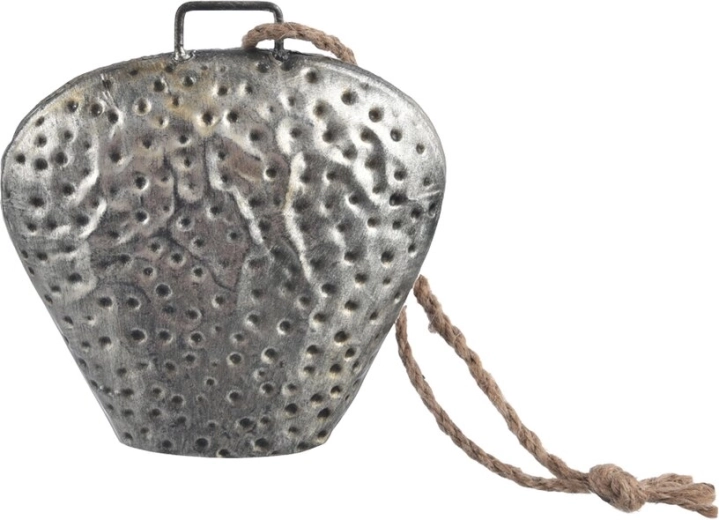 Campana colgante metálica en color plateado 15 cm
