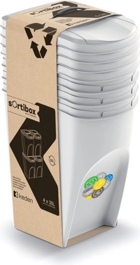 Juego de 4 cubos de basura Sortibox 4×35 l – gris ceniza