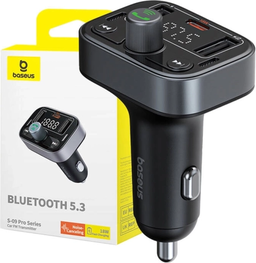 Baseus S-09 Pro transmisor FM Bluetooth para coche negro