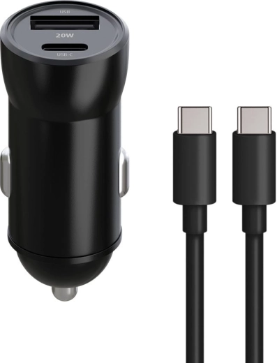 Cargador de coche Maxlife MXCC-04 20 W con USB-C y USB + cable USB-C a USB-C 60 W