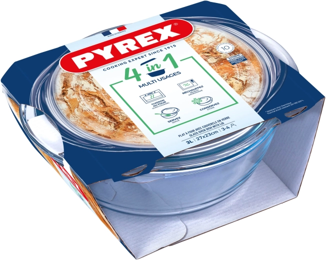 Fuente redonda para horno con tapa 3 l PYREX de vidrio