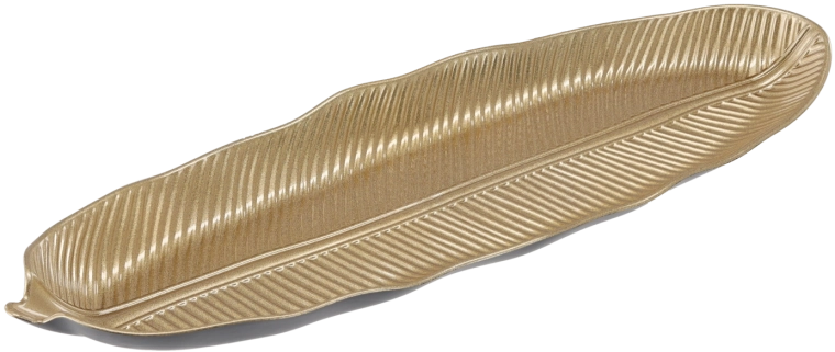 Bandeja decorativa hoja dorada elipse 40 × 13 cm