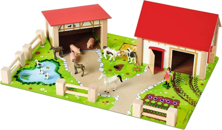 Granja de madera realista para juego sin fin