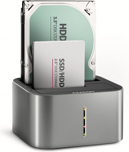 Estación de acoplamiento USB-C 5 Gb/s para 2× SATA 2.5"/3.5" SSD/HDD con función de clonación