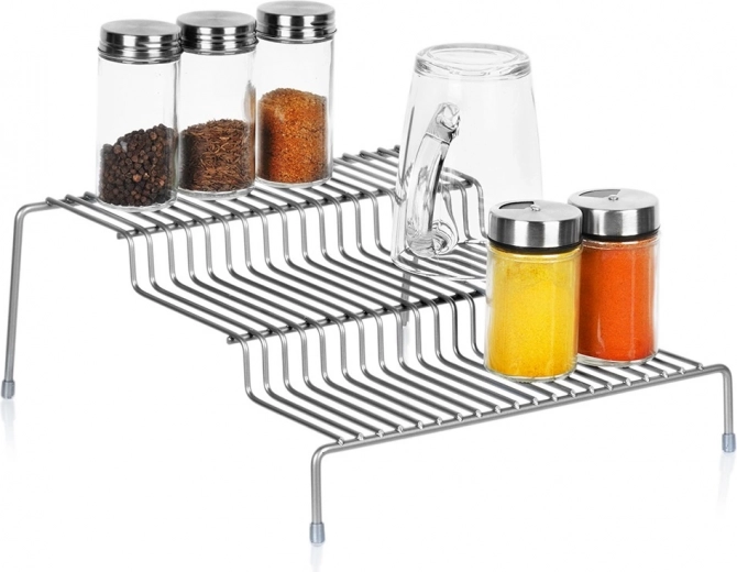 Estante de cocina metálico gris, 3 niveles, 28 × 26 × 11 cm