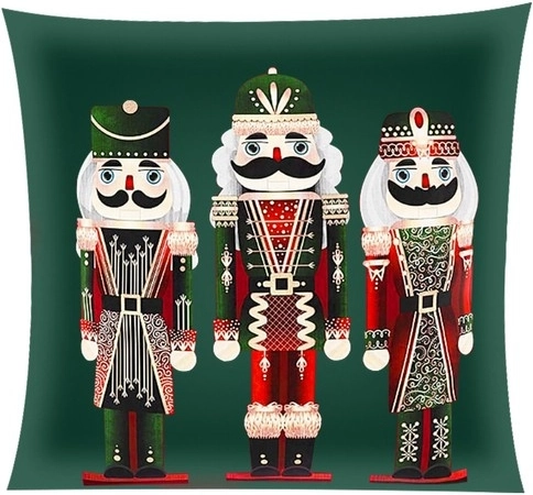 Funda de felpa para cojín 40 × 40 cm con motivo NUTCRACKER – Verde