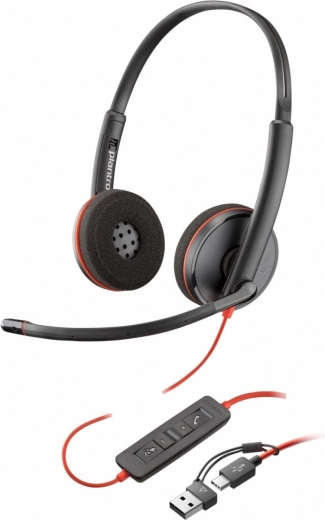 Auriculares estéreo Blackwire 3220 con USB-C + adaptador USB-C/A