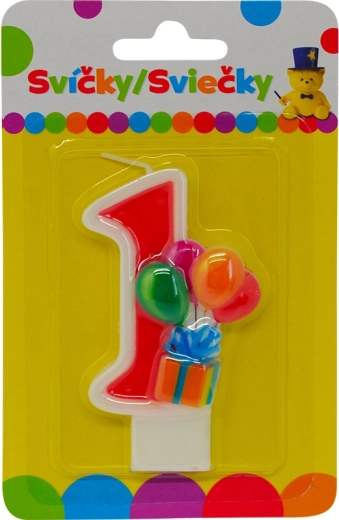 Vela de cumpleaños con globos – número 1