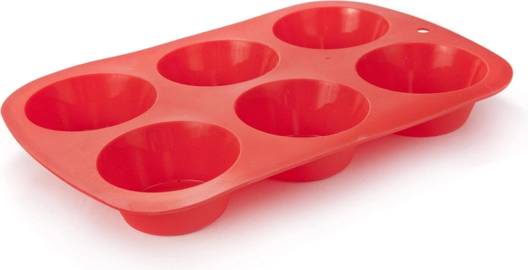 Molde de silicona para muffins CULINARIA, 6 uds, rojo, 27,5 × 18 × 3,2 cm