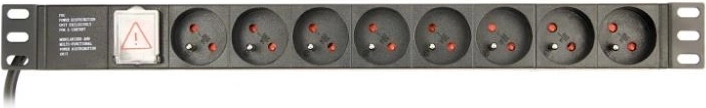 Regleta de alimentación PDU para rack, 8 tomas FR, 1U, 10 A, entrada C14, cable de 3 m