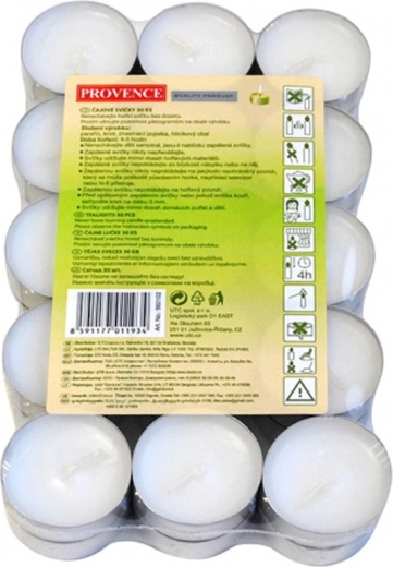 Velas de té Provence blancas sin perfume 30 uds