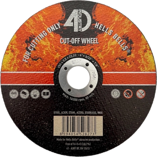 Disco de corte para acero e inoxidable 150 × 2,5 × 22,2 mm HELLS BELLS
